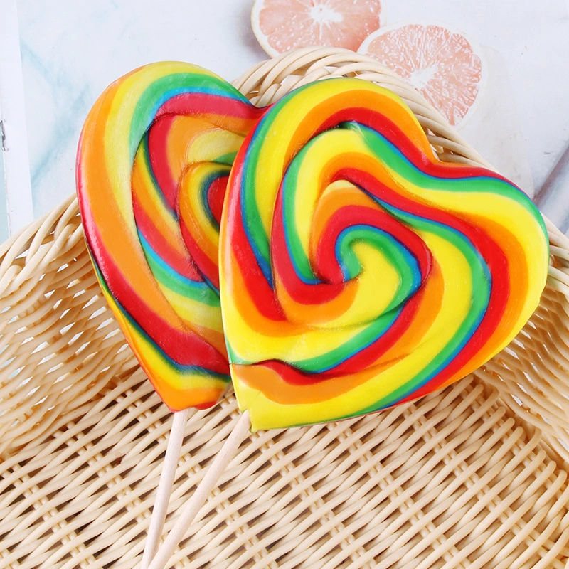 Customization Valentine&prime;s Day Rainbow Hard Candy Gift Heart Shaped Lollipop
